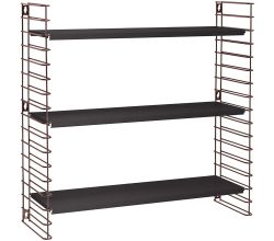 METALTEX 377605335 Bücherregal TOMADO mit 3 schwarzen Böden u. Seitengittern in bronze / Hängeregal / TOMADO-Regalsystem