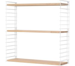 METALTEX 377607337 Bücherregal TOMADO mit 3 Ablagen aus Buchenholz u. Seitengittern in weiß / Hängeregal / TOMADO-Regalsystem