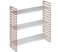 METALTEX 377608340 Bücherregal TOMADO mit 3 weißen Böden u. Seitengittern in kupfer / Hängeregal / TOMADO-Regalsystem