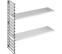 METALTEX 377613000 TOMADO Bücherregal Erweiterungsset mit 2 weißen Böden u. 1 Seitengitter in schwarz / TOMADO-Regalsystem-Erweiterung