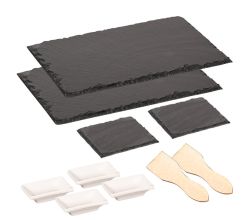 KESPER 38141 Raclette-Set, 10 teilig - für 2 Personen, Schiefer