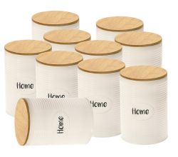 10er SET KESPER 38260 Aufbewahrungsdose HOME, Metall mit Bambusdeckel, Ø 11 x H 15,5 cm / Vorratsdose