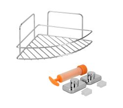 METALTEX 403330000 Reflex LUXY Eckregal mit VacuumFix, 23 x 23 x 11 cm Chrometherm