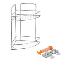 METALTEX 403333000 Reflex LUXY 2-etagiges Eckregal mit VacuumFix, 23 x 23 x 35 cm Chrometherm