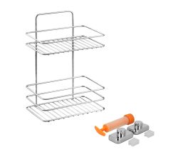 METALTEX 403342000 Reflex LUXY Doppel-Handtuchkorb mit VacuumFix, 26 x 16 x 35 cm Chrometherm