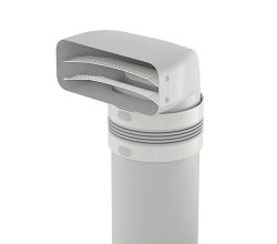 P-UR 150 Umlenkstück 90° mit Rundrohr 1000 mm und Universalverbinder / COMPAIR PRIME flow®