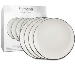 WAECHTERSBACH 4er Teller Ø 27 cm im GK / Elements - Black Line / Speiseteller