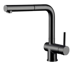 AquaCucina 45001-S Armatur LAGO S in SCHWARZ matt mit ausziehbarem Auslauf / Küchenarmatur / Einhebelmischer
