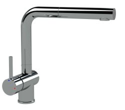 AquaCucina 45008-00 Armatur LAGO S in Chrom mit ausziehbarem Auslauf / Küchenarmatur / Hebel links