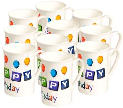 10er SET KESPER 45057 Becher HAPPY BIRTHDAY 250 ml / Kaffeebecher