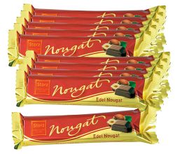 10er SET Storz Nougat-Stange 75 g / Haselnuss Nougat Riegel