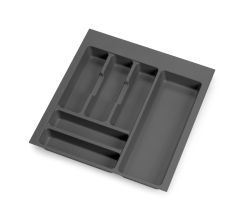 emuca Besteckeinsatz Optima für Schrankbreite 50 cm, Rand schneidbar (B 404-436 x T 418-482), Kunststoff, Anthrazitgrau