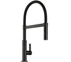 Armatur DRIVE 6 SCHWARZ matt mit Bogenauslauf mit Soft-Touch-Schlauch / Einhebelmischer