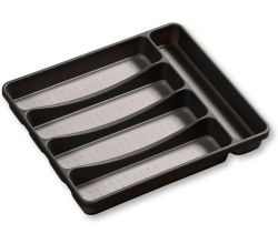 KESPER 30091 Besteckkasten 32,5 x 29,5 x 4,5 cm mit 5-fach Einteilung, PP-Kunststoff, grau / Besteckeinsatz