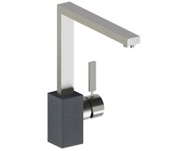 AquaCucina 53860-BA Armatur PURE-LOFT aus Edelstahl matt - Sockel in Basaltoptik / Küchenarmatur / Einhebelmischer