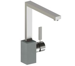 AquaCucina 53860-BE Armatur PURE-LOFT aus Edelstahl matt - Sockel in Betonoptik / Küchenarmatur / Einhebelmischer