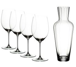 RIEDEL 5449/0-MOS VERITAS Cabernet / Merlot Weinglas 4er Set & Mosel Dekanter