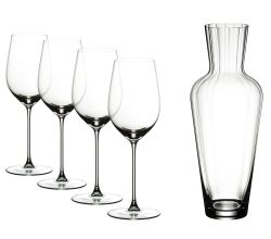RIEDEL 5449/15-MOS VERITAS Riesling/Zinfandel Weinglas 4er Set & Mosel Dekanter
