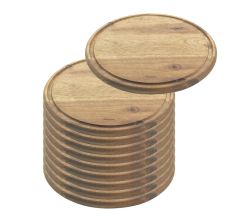 10er SET METALTEX 561310000 Schneidebrett Ø 24 cm mit Saftrille aus Akazienholz / Schneidbrett