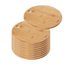 10er SET METALTEX 569067010 Schneidebrett Ø 25 cm x 1,0 cm Bambus / Schneidbrett / Schneidebrett Holz
