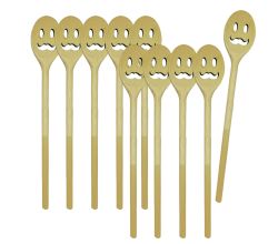 10er SET METALTEX 570310000 Kochlöffel oval 30 cm MR. aus Buchenholz mit Gesicht Mann / Backzubehör / Kochzubehör