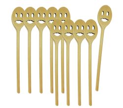 10er SET METALTEX 570312000 Kochlöffel oval 30 cm MRS. aus Buchenholz mit Gesicht Frau / Backzubehör / Kochzubehör