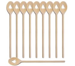 10er SET METALTEX 570318000 Kochlöffel oval 30 cm aus Buchenholz, Motiv Tannenbaum / Backzubehör / Kochzubehör