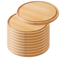 10er SET METALTEX 580058000 Schneidebrett Ø 25 cm mit Saftrille aus Buchenholz / Schneidbrett