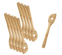 10er SET METALTEX -Bamboo Line- Kochlöffel gelocht aus Bambusholz / Holzbesteck / Bambus