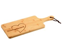 KESPER 58392 Schneidebrett mit Herz, Motiv Lieblingsmensch, 42 x 17 cm aus Bambus / Servierbrett