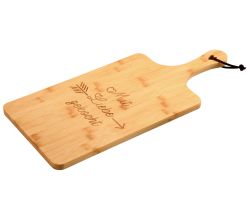 KESPER 58394 Schneidebrett mit Herz, Motiv Mit Liebe gekocht, 55 x 25 cm aus Bambus / Servierbrett
