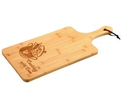 KESPER 58395 Schneidebrett mit Herz, Motiv Cooking with love, 55 x 25 cm aus Bambus / Servierbrett