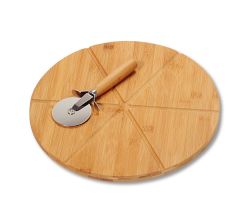 KESPER 58462 Pizzateller 32 cm aus Bambus mit extra Pizzaschneider / Holzteller / Pizzaunterlage / Pizza-Holzteller / Holzgeschirr