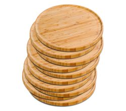 10er SET KESPER 58463 Pizzateller 32 cm aus FSC-zertifiziertem Bambus / Holzteller / Pizzaunterlage / Pizza-Holzteller / Holzgeschirr