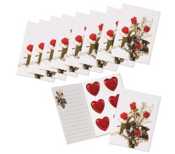 10er SET Grußkarte "Rosenmotiv" 54 g / Schokolade Herzen / Valentinstag / Muttertag