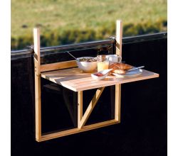 KESPER 5885013 Balkonklapptisch aus Bambus, höhenverstellbar / Balkonhängetisch