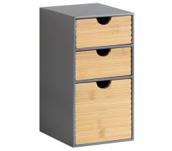 KESPER 58965 Organizer mit 3 Schubladen, grau, FSC / Mini-Kommode
