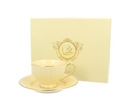 DUO ECRU Tasse 220 ml NINA mit Untertasse, New Bone China Porzellan