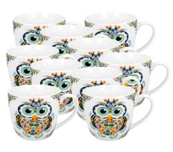 10er SET DUO ETNO Becher 460 ml ETNO OWL in Tragetasche, New Bone China Porzellan