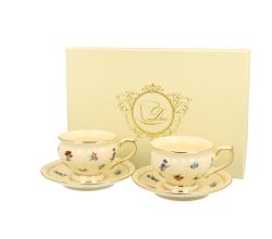 DUO ECRU 2er-Set Espressotassen 120 ml mit Untertassen, New Bone China Porzellan