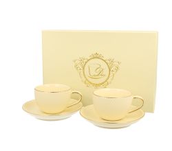 DUO ECRU 2er-Set Espressotassen 120 ml ICE CREAM mit Untertassen, New Bone China Porzellan