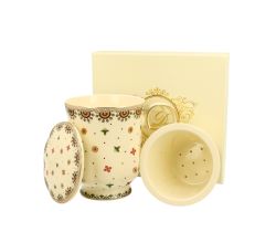 DUO ECRU Becher 450 ml CASABLANCA mit Teesieb, New Bone China Porzellan