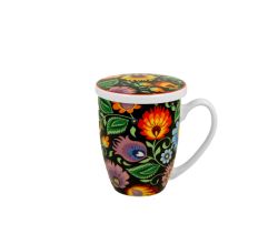 DUO ETNO Becher 380 ml ETNIC mit Teesieb, New Bone China Porzellan