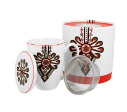 DUO ETNO Becher 380 ml PARZENICA mit Teesieb, New Bone China Porzellan