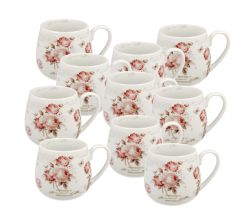 10er SET DUO FLORAL Fassbecher 430 ml SECESSION New Bone China Porzellan