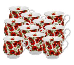 10er SET DUO FLORAL Becher 500 ml LINA New Bone China Porzellan