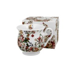 DUO FLORAL Becher 400 ml VINTAGE FLOWERS WHITE New Bone China Porzellan