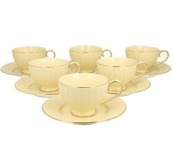 DUO ECRU 6er-Set Tassen 220 ml NINA mit Untertassen, New Bone China Porzellan