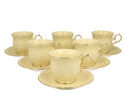 DUO ECRU 6er-Set Tassen 220 ml CLARK mit Untertassen, New Bone China Porzellan