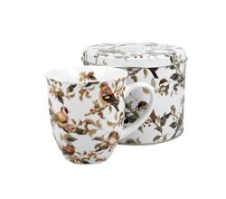 DUO ANIMALS Becher 400 ml BIRDIES in Metalldose, New Bone China Porzellan